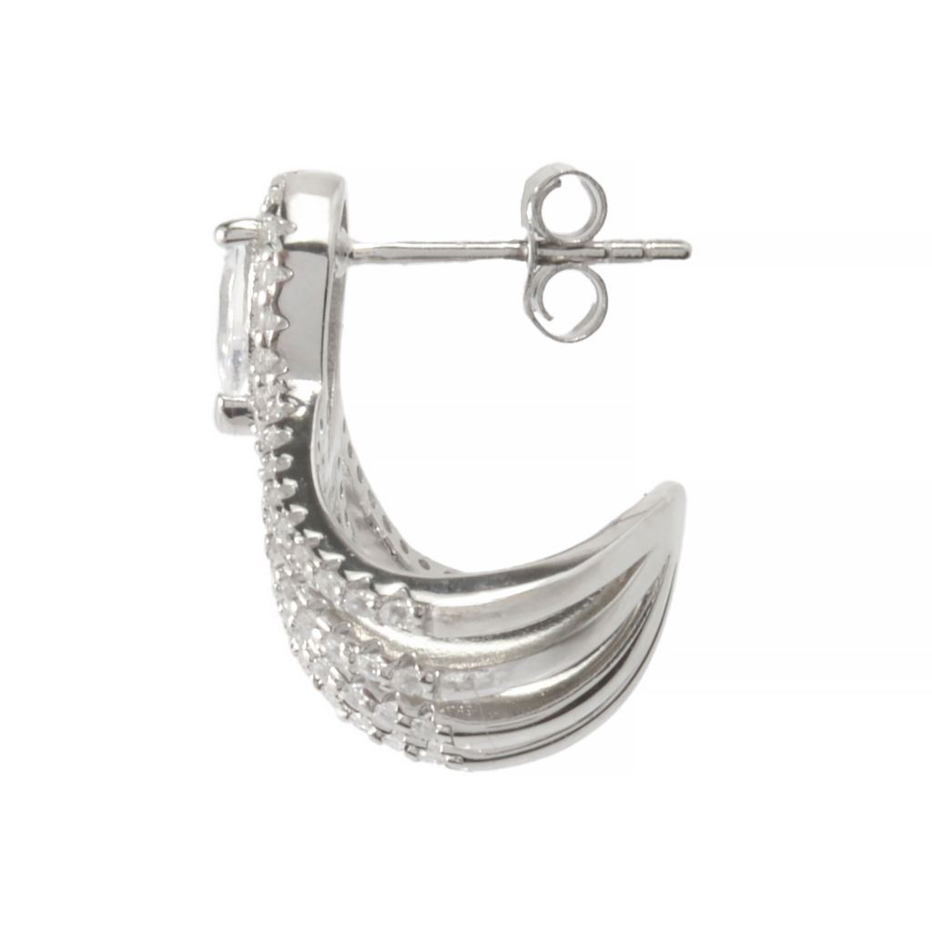 Brilliante Platinum Plated 3.03 DEW Simulated Diamond Ear Cuff Drop Earrings