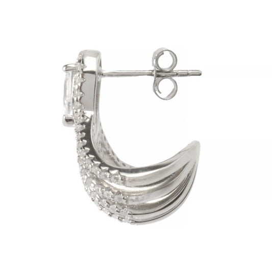 Brilliante Platinum Plated 3.03 DEW Simulated Diamond Ear Cuff Drop Earrings