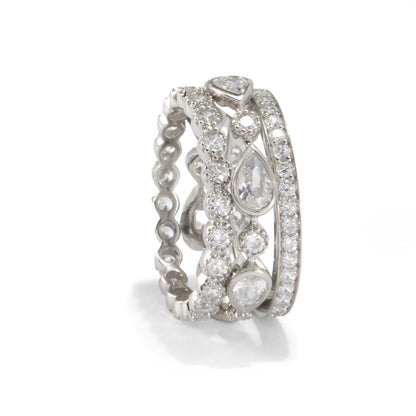 Brilliante Platinum Plated 4.46 DEW Simulated Diamond Set of 3 Stack Rings