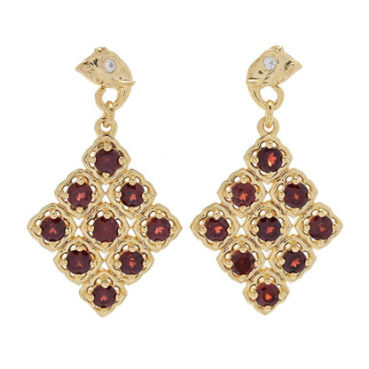 Passport to India 3.00ctw Red Garnet & Zircon Elephant Drop Earrings