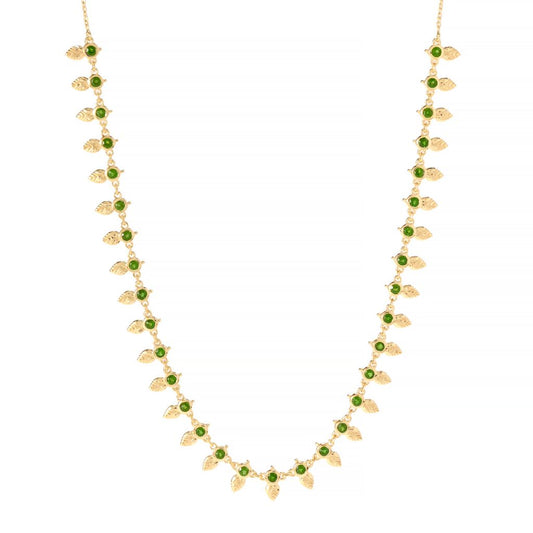 Passport to India 4.45ctw Chrome Diopside Mango Leaf Half Necklace