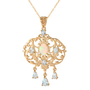 Passport to India "Samode Palace" Ethiopian Opal & Sky Blue Topaz Pendant w/ Chain