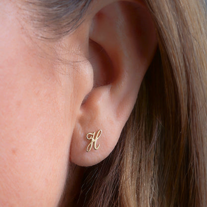 14K Italian Gold Initial Single Stud Earring