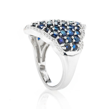 Gem Treasures Sterling Silver 4.05ctw Sapphire & Zircon Cluster Ring