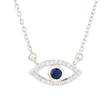 Gem Treasures Sterling Silver 0.25ctw Sapphire & Zircon Evil Eye Necklace