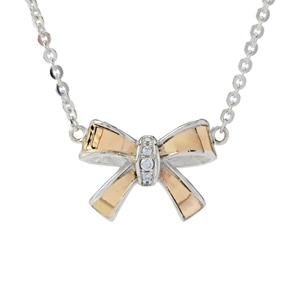 Artisan Silver by Samuel B. 18K Gold Accented White Topaz Bow Necklace