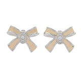 Artisan Silver by Samuel B. 18K Gold Accented White Topaz Bow Stud Earrings