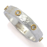 Sterling Silver 24K Gold Accented 0.12ctw Diamond Studded Ring