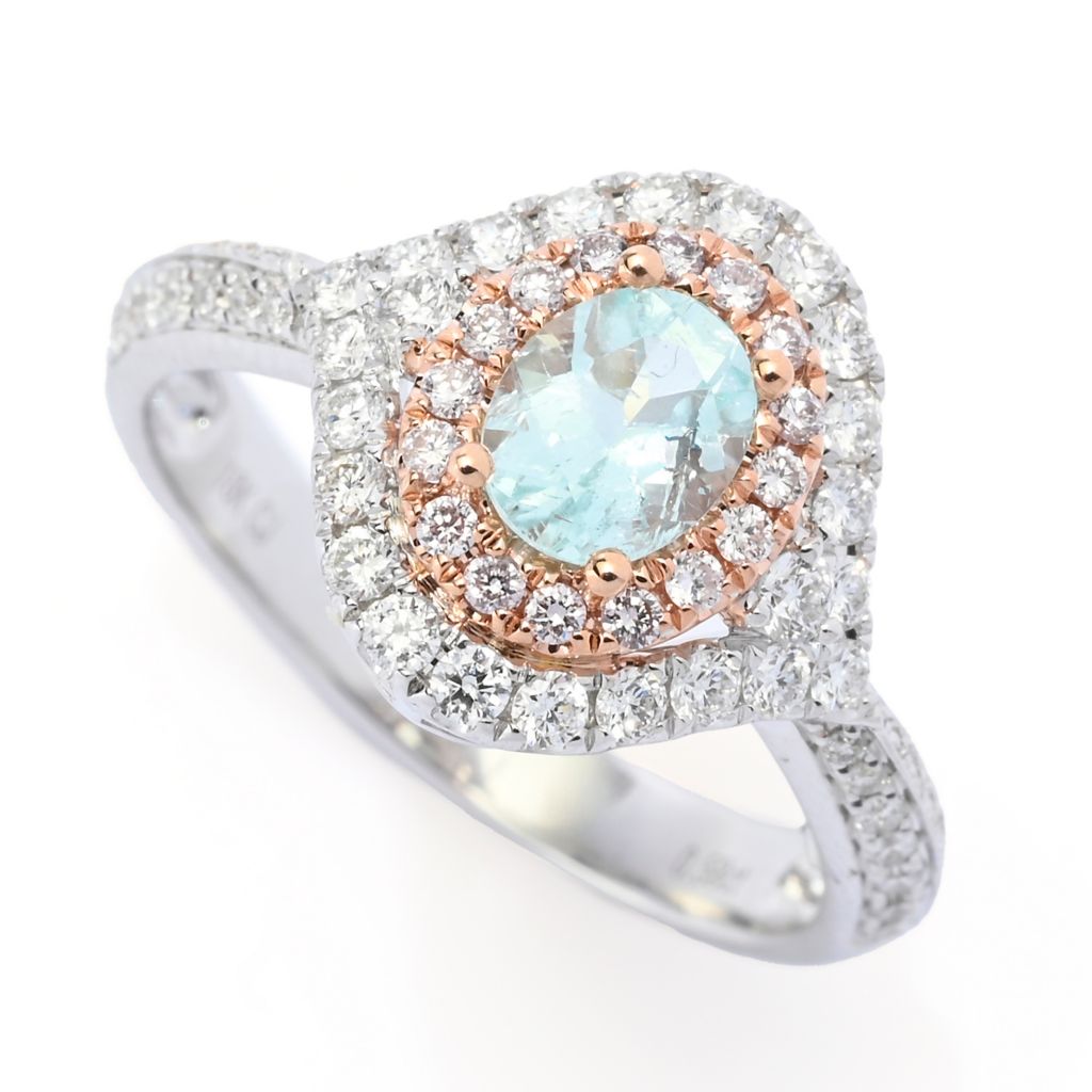 CIRARI 14K Two-tone Gold 6x4mm Oval Paraiba Tourmaline & Diamond Ring