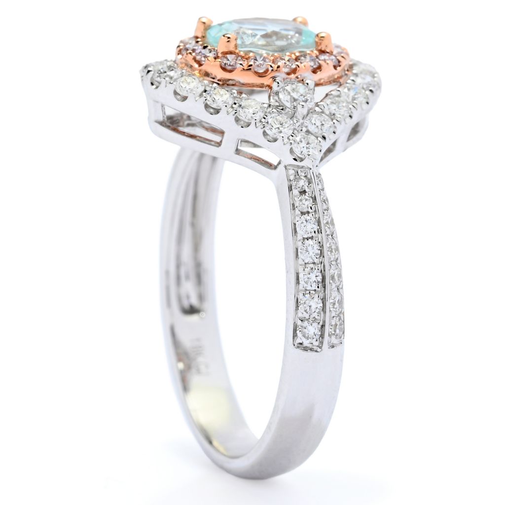 CIRARI 14K Two-tone Gold 6x4mm Oval Paraiba Tourmaline & Diamond Ring