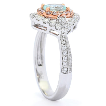 CIRARI 14K Two-tone Gold 6x4mm Oval Paraiba Tourmaline & Diamond Ring
