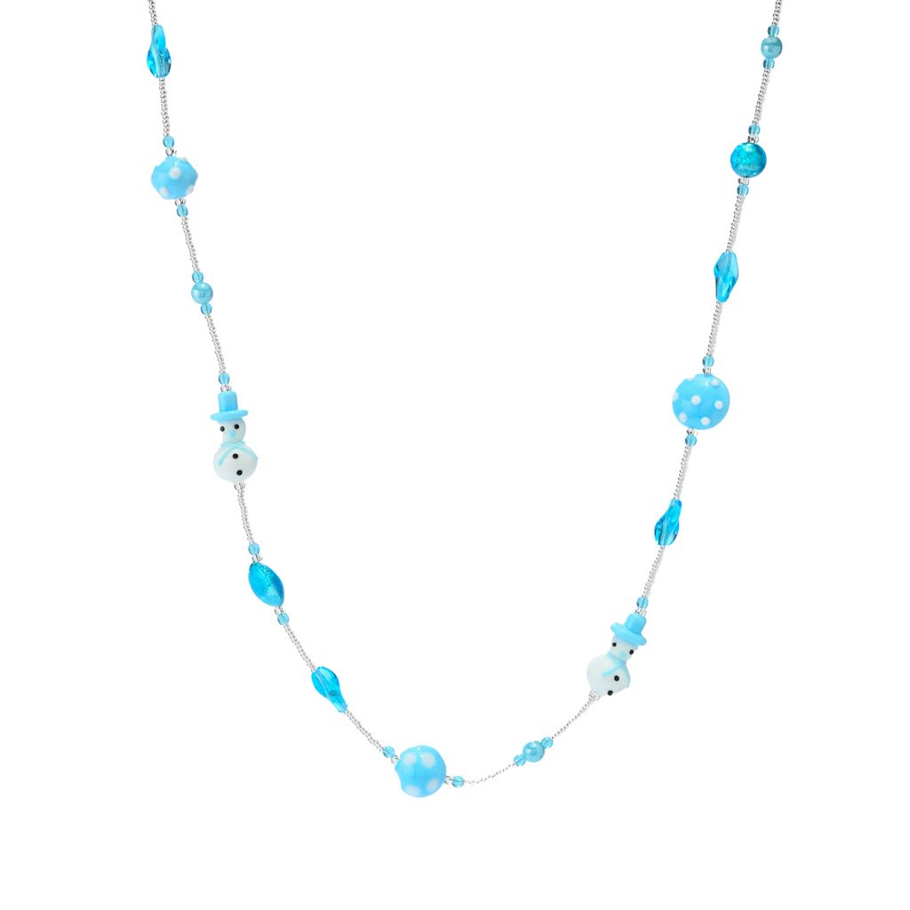 Sterling Silver "Inverno" Murano Glass Bead 37" Necklace