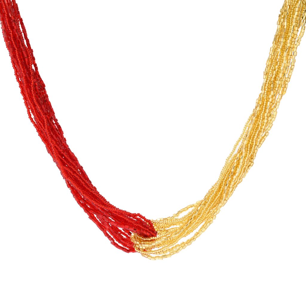Microbead 18-Strand Twisted Murano Glass Necklace