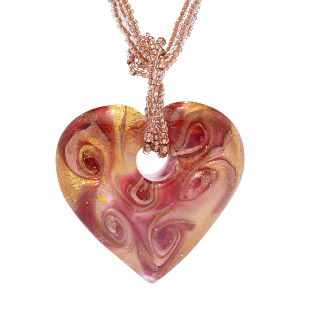 Il Murano Heart Pendant & Multi-Strand Murano Glass Necklace
