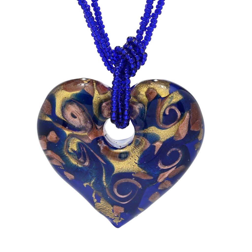 Heart Pendant & Multi-Strand Murano Glass Necklace