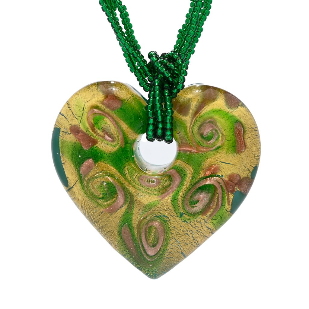 Heart Pendant & Multi-Strand Murano Glass Necklace