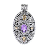 Artisan Silver by Samuel B. 18K Gold Accented 2.70ctw Amethyst & Citrine Pendant