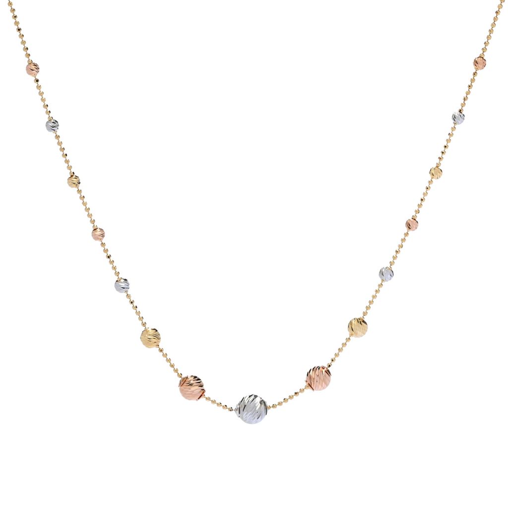 Viale18K Gold Tri-Color Diamond-Cut Graduated Bead 18" Necklace