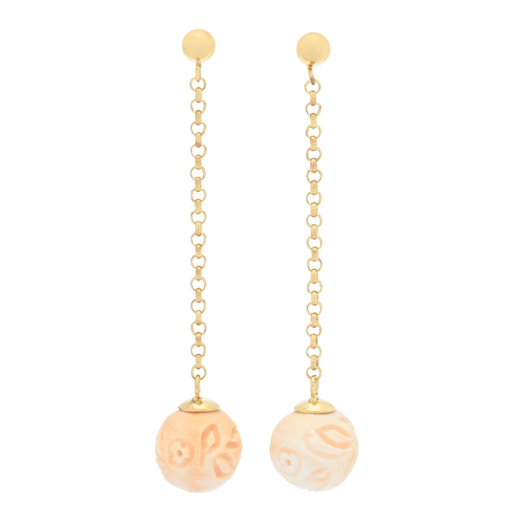 Cameo Italiano 18K Gold Plated 8mm Cameo Bead Dangle Earrings