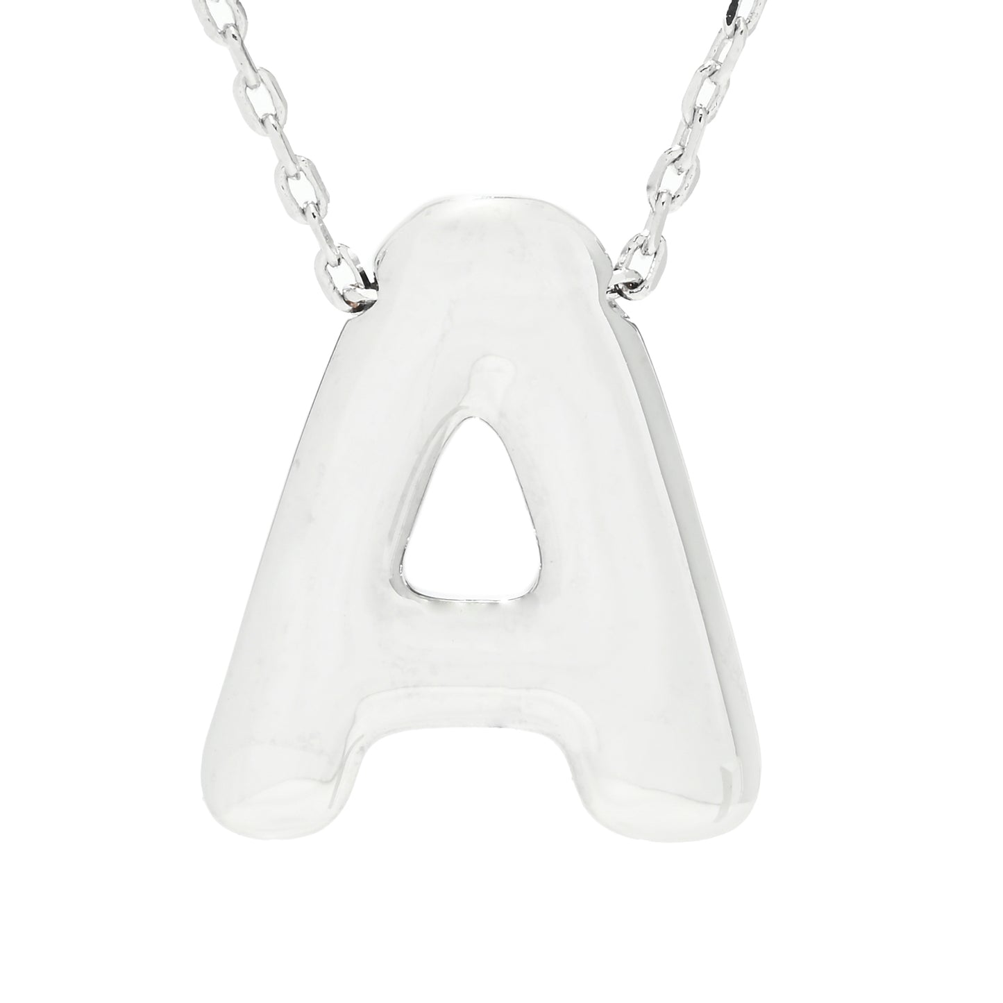 Toscana Italiana Platinum Plated Puffed Initial Necklace