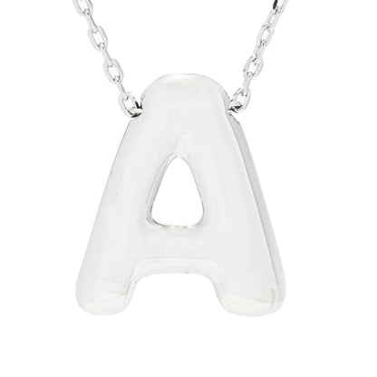 Toscana Italiana Platinum Plated Puffed Initial Necklace