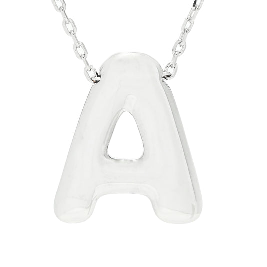 Toscana Italiana Platinum Plated Puffed Initial Necklace