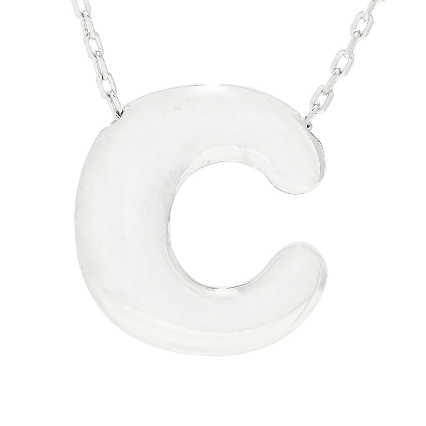 Toscana Italiana Platinum Plated Puffed Initial Necklace