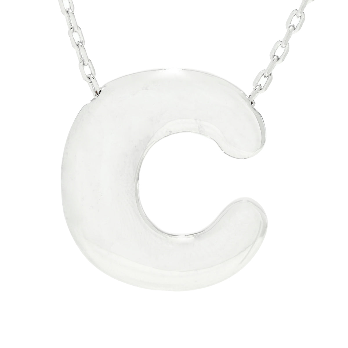 Toscana Italiana Platinum Plated Puffed Initial Necklace