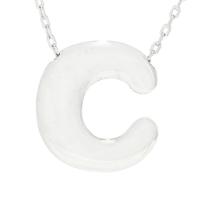 Toscana Italiana Platinum Plated Puffed Initial Necklace