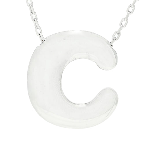 Toscana Italiana Platinum Plated Puffed Initial Necklace