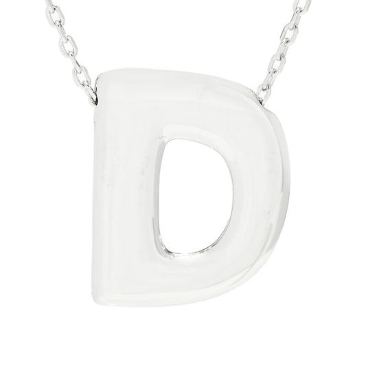 Toscana Italiana Platinum Plated Puffed Initial Necklace
