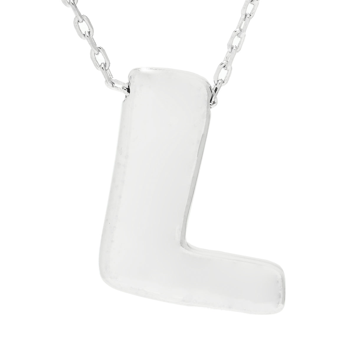 Toscana Italiana Platinum Plated Puffed Initial Necklace