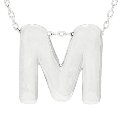 Toscana Italiana Platinum Plated Puffed Initial Necklace