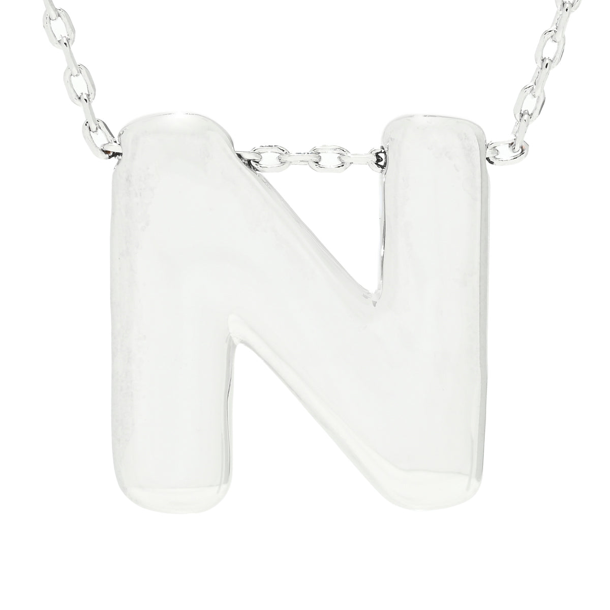 Toscana Italiana Platinum Plated Puffed Initial Necklace