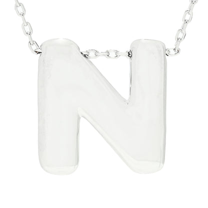 Toscana Italiana Platinum Plated Puffed Initial Necklace