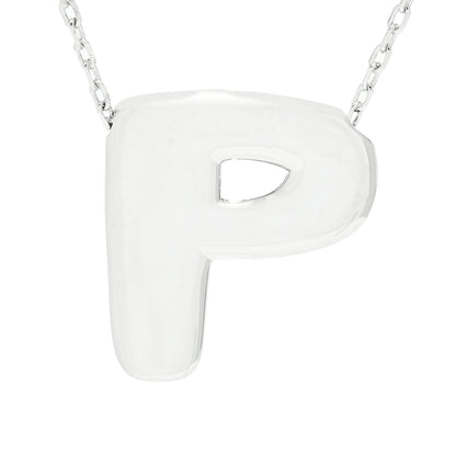 Toscana Italiana Platinum Plated Puffed Initial Necklace