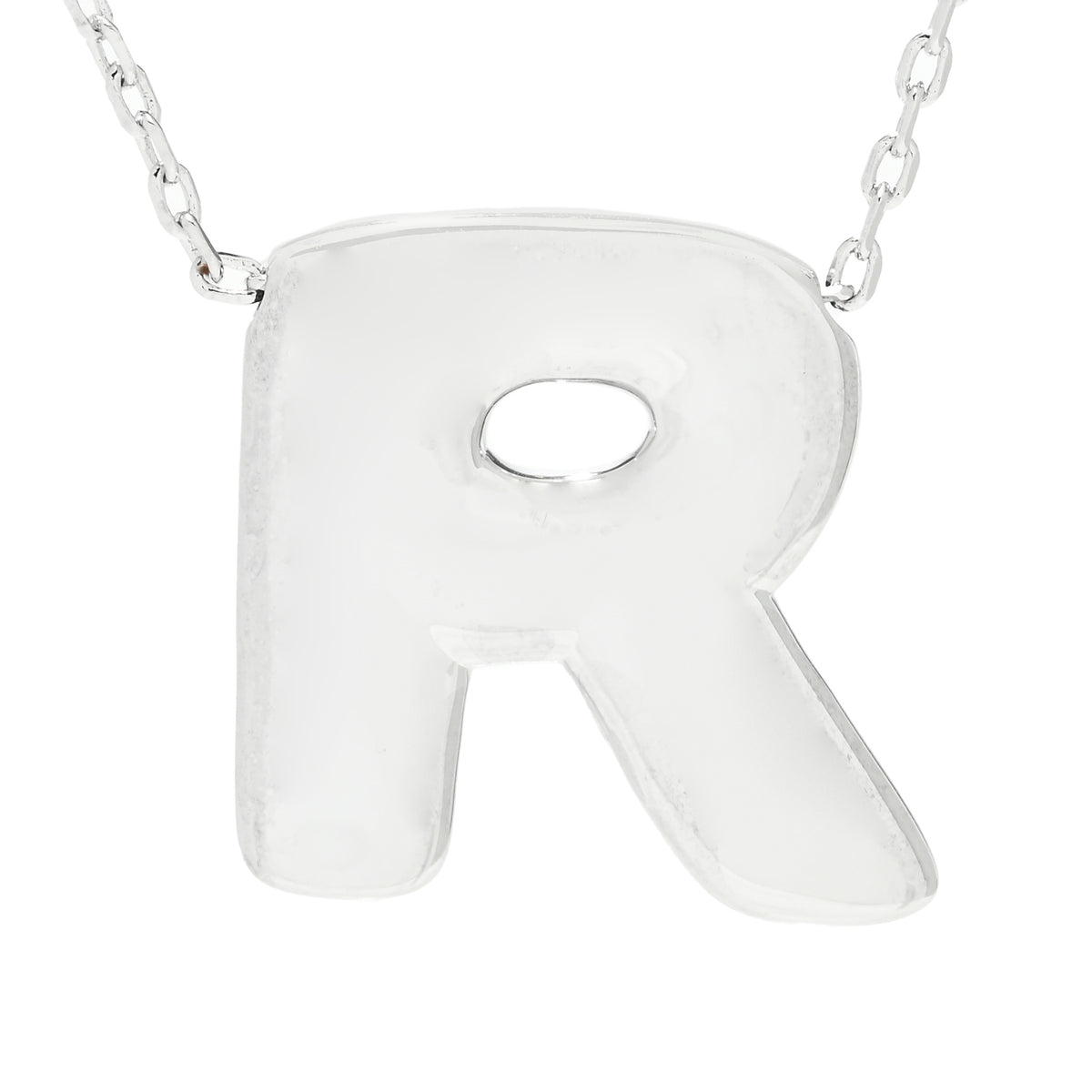 Toscana Italiana Platinum Plated Puffed Initial Necklace