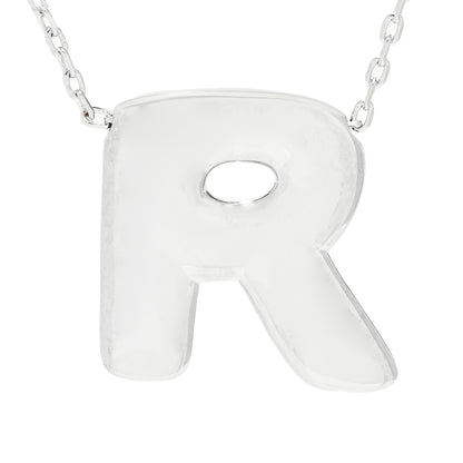 Toscana Italiana Platinum Plated Puffed Initial Necklace