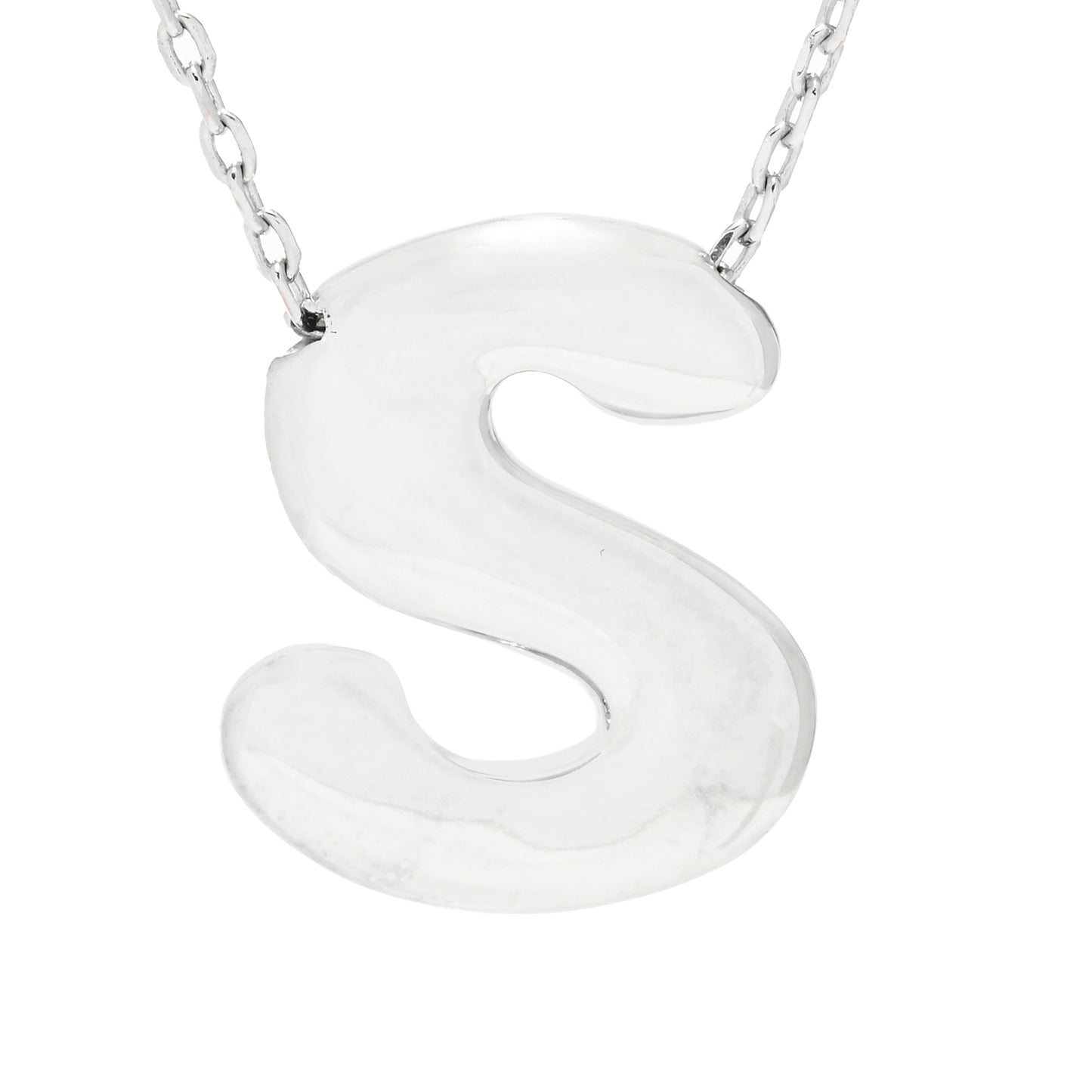 Toscana Italiana Platinum Plated Puffed Initial Necklace