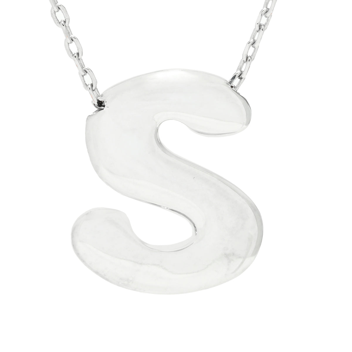 Toscana Italiana Platinum Plated Puffed Initial Necklace