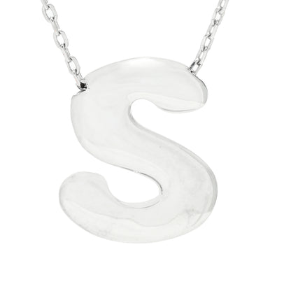 Toscana Italiana Platinum Plated Puffed Initial Necklace