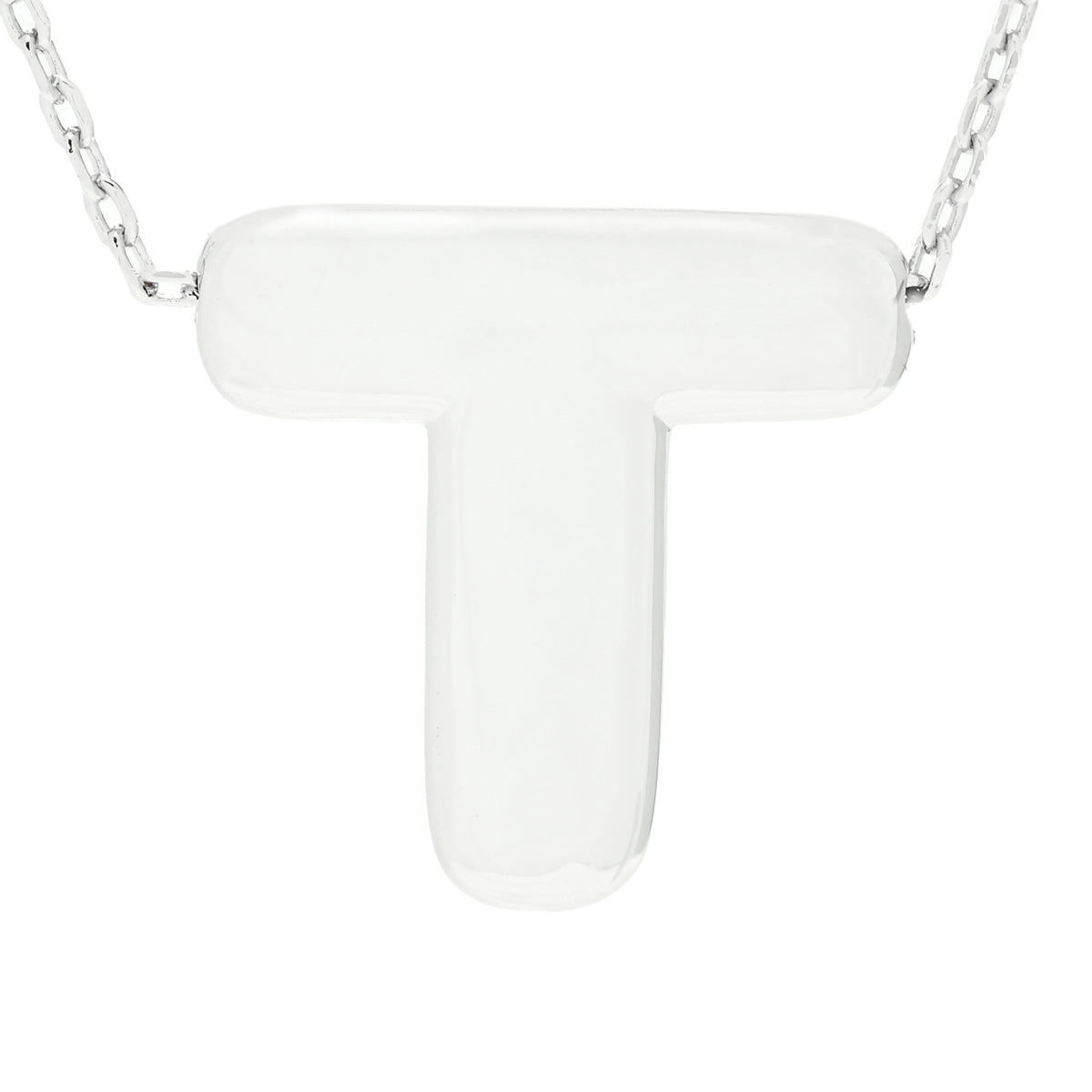 Toscana Italiana Platinum Plated Puffed Initial Necklace
