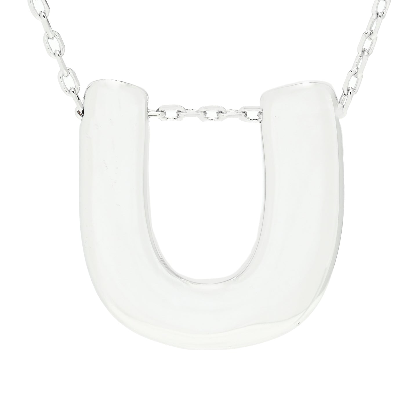 Toscana Italiana Platinum Plated Puffed Initial Necklace