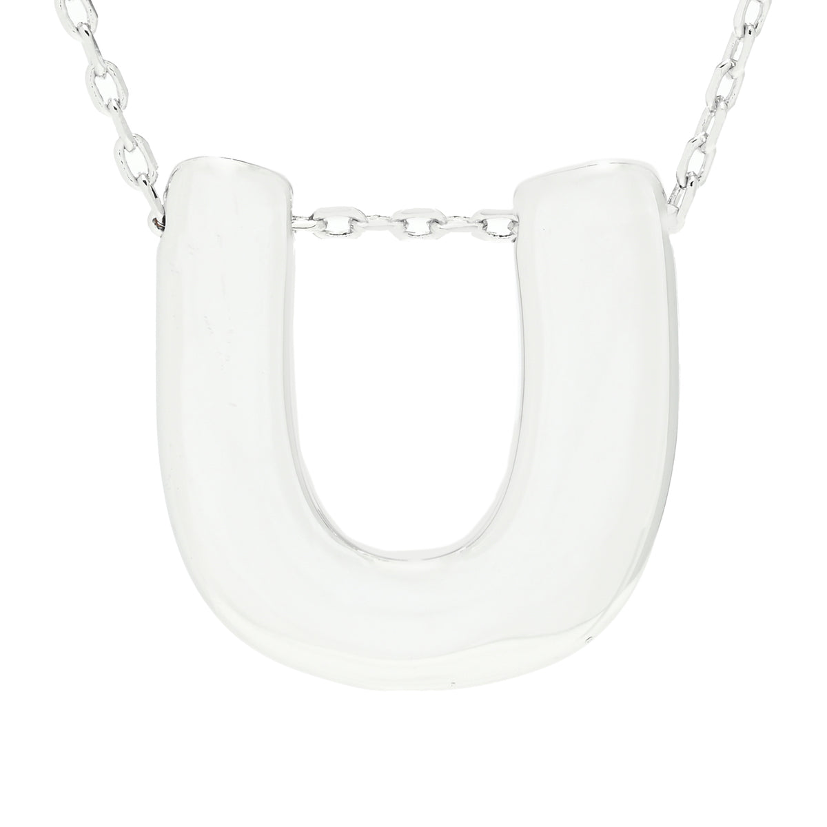 Toscana Italiana Platinum Plated Puffed Initial Necklace