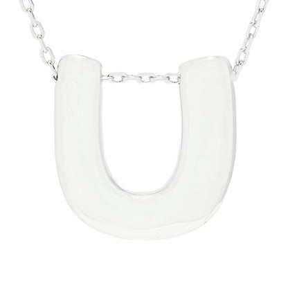 Toscana Italiana Platinum Plated Puffed Initial Necklace