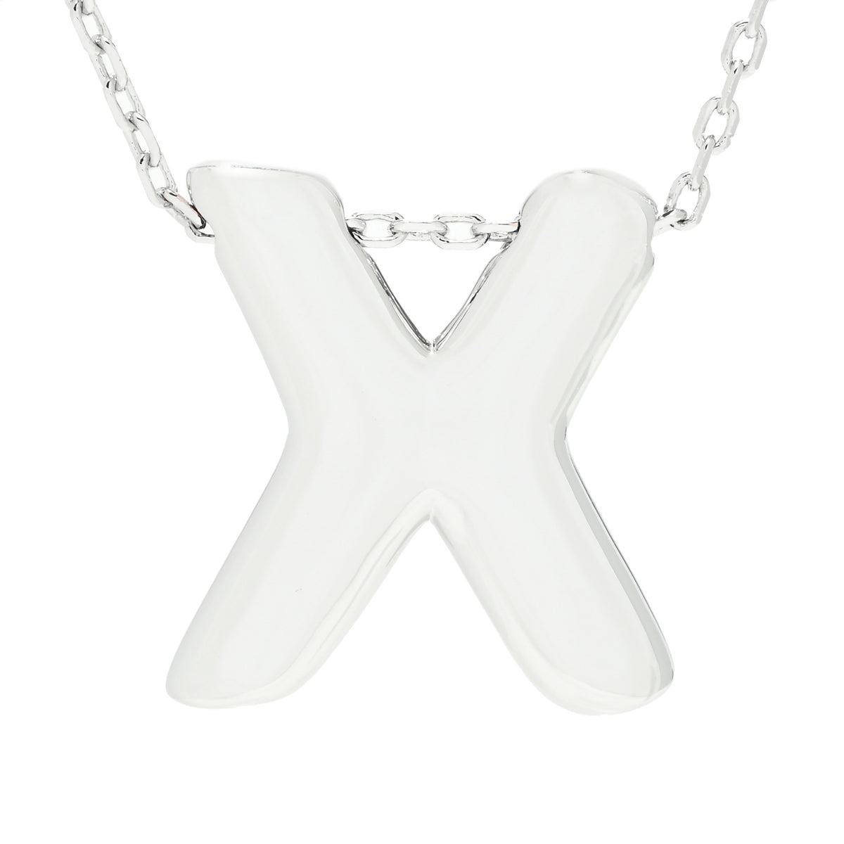 Toscana Italiana Platinum Plated Puffed Initial Necklace