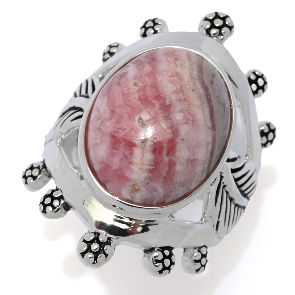 Southwest Elements Sterling Silver 16x12mm Rhodochrosite Ring