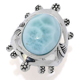 Southwest Elements Sterling Silver 16x12mm Larimar Ring