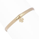 14K Italian Gold Clover Charm Stretch Mesh Bracelet