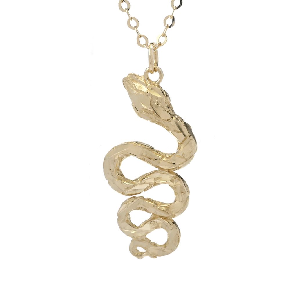 14K Italian Gold Textured Snake 18" Necklace